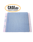Iridesi square end, 7 inch nail files, 50 pack, front showing printing back showing none. Blue center 180/180 grit, white background. Icon showing "Case qty" indicating this image represents a case quantity item.