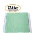 Iridesi square end, 7 inch nail files, 50 pack, front showing printing back showing none. Green center 180/240 grit, white background. Icon showing "Case qty" indicating this image represents a case quantity item.