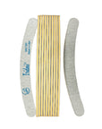 12 pack of grey banana nail files, vertical, front has Iridesi brand markings. Peach center.