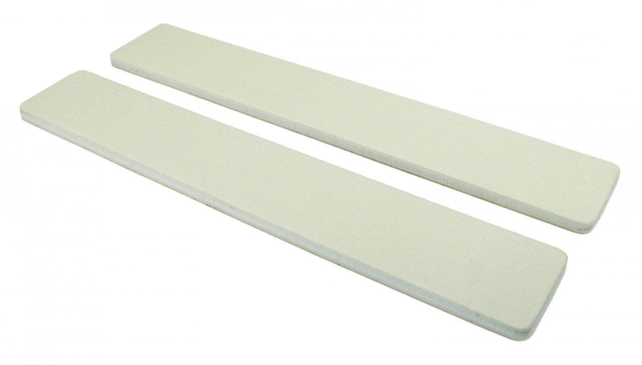 two white grit jumbo nail files, white center, on a white background