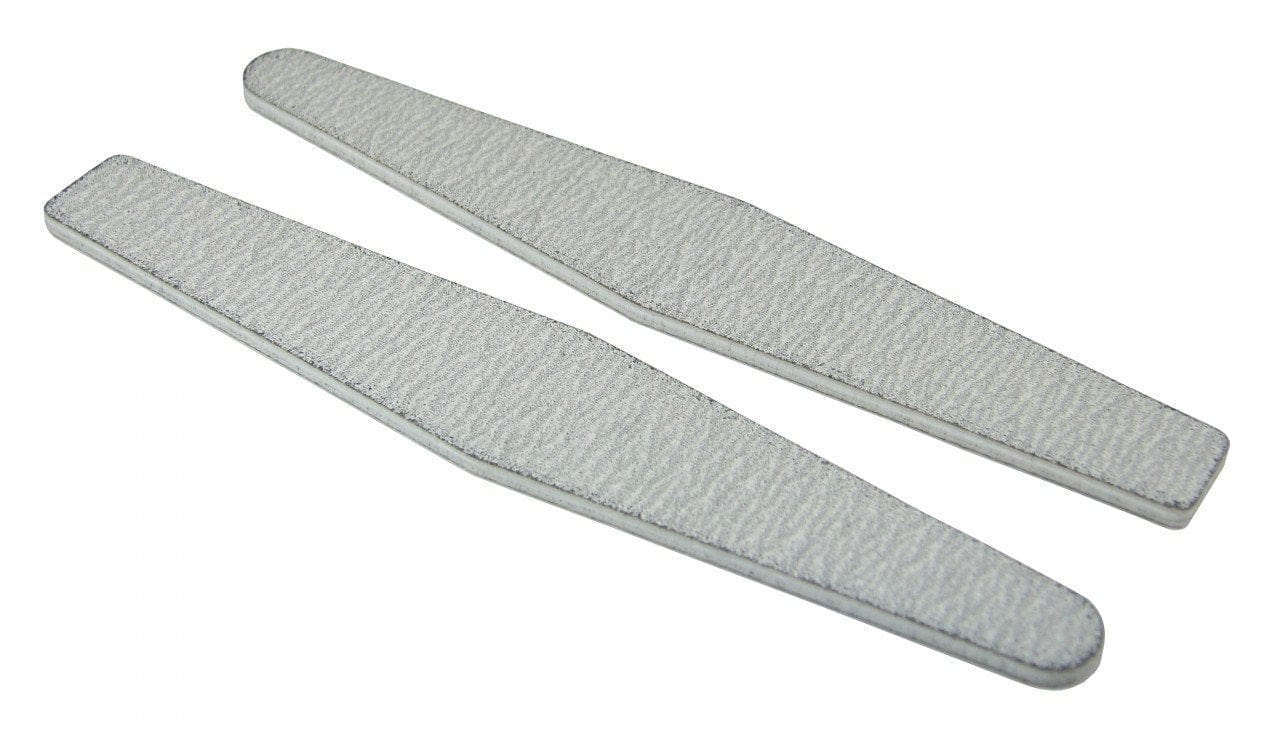 two diamond shaped nail files, white background, white center plastic