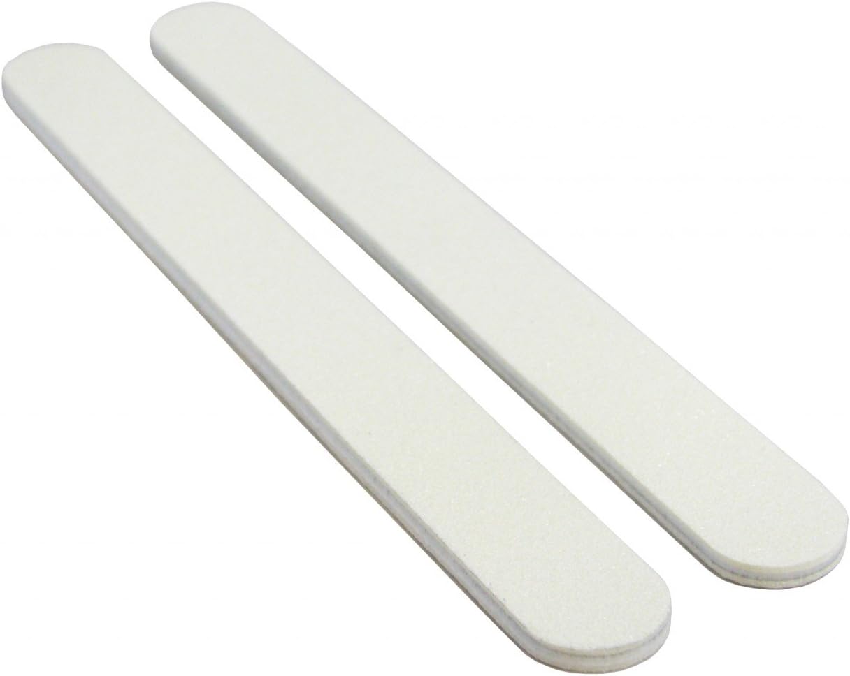 Two white nail files, white center, on a white background