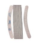 12 pack of grey banana nail files, vertical, front has Iridesi brand markings, back is blank.