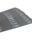 12 nail files partially showing the logo, Iridesi brand name and grit. Most of the writing on the file is blurred