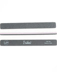 square end, black grit nail files showing front, back, and side. Front showing Iridesi logo marks back has no markings. laying horizontally.