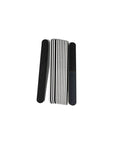 Iridesi black 4 way nail files 12 pack vertical. no logo printing on front or back. White plastic center, white background.