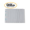 Iridesi square end, 7 inch nail files, 50 pack, front showing printing back showing none. White center 80/80 grit, white background. Icon showing "Case qty" indicating this image represents a case quantity item.