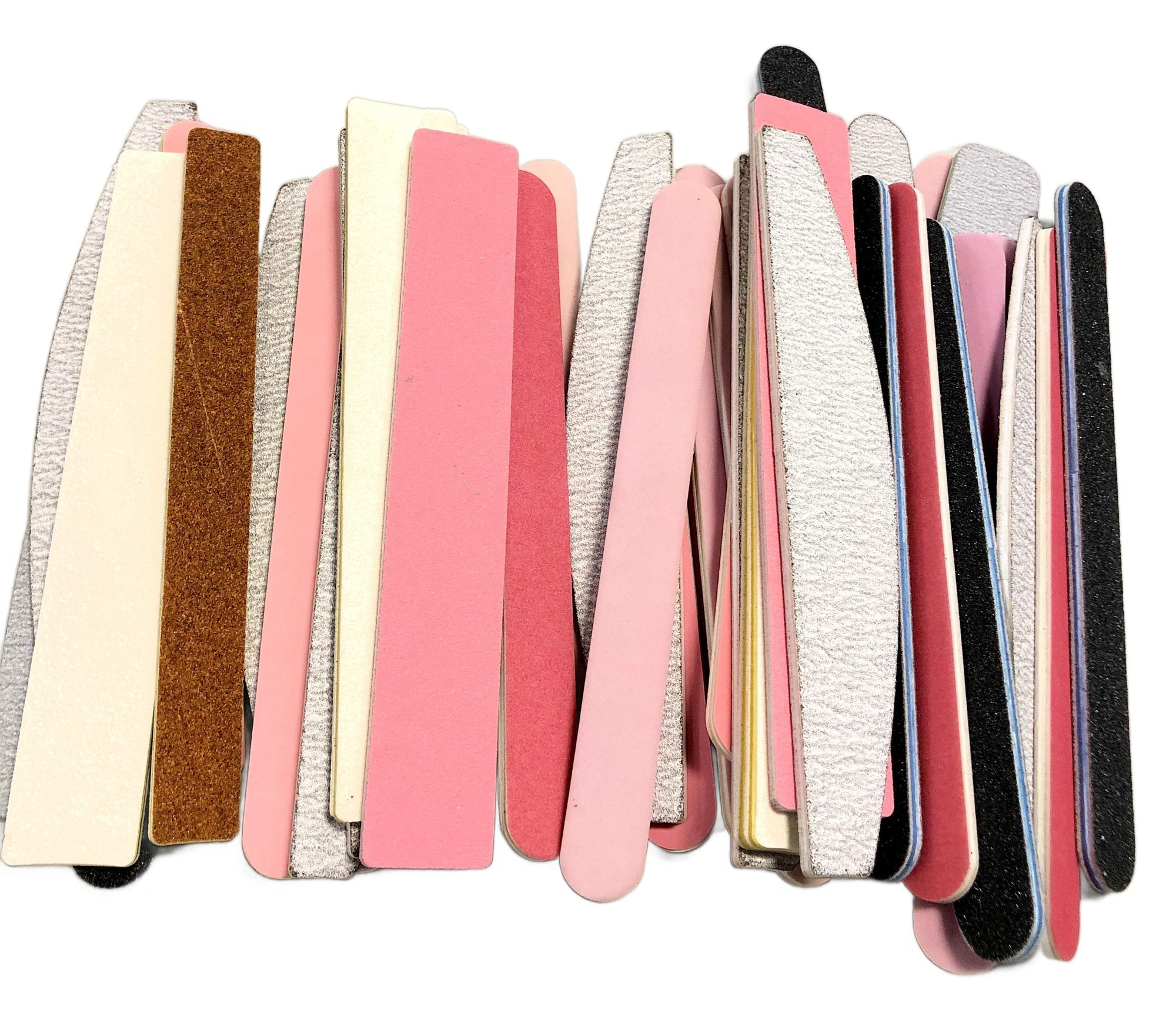 close up of minor flawed nail files various shapes and colors
