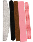 5 individual minor flawed nail files showing writing, spots and other defects on the sand paper surface