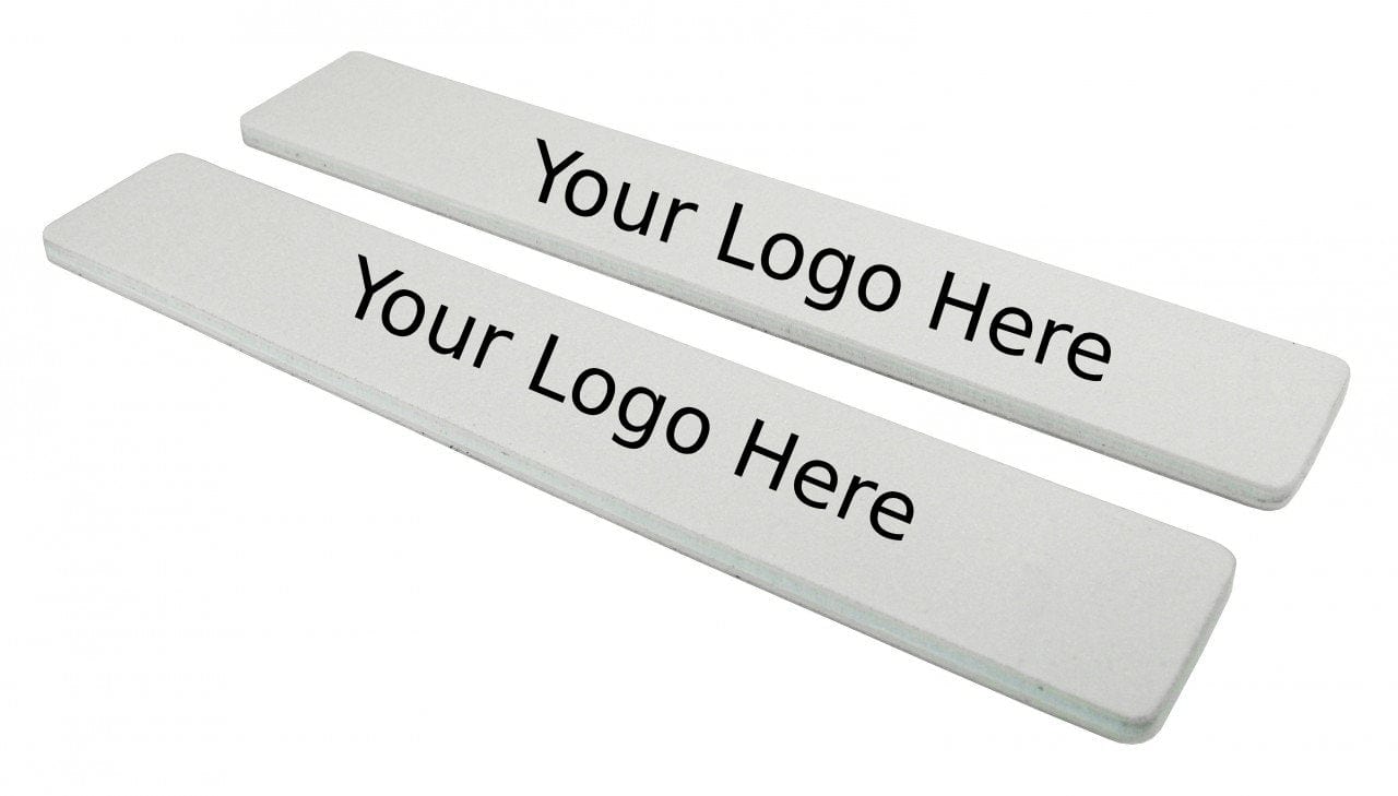 two white grit, jumbo nail files, white center on a white background