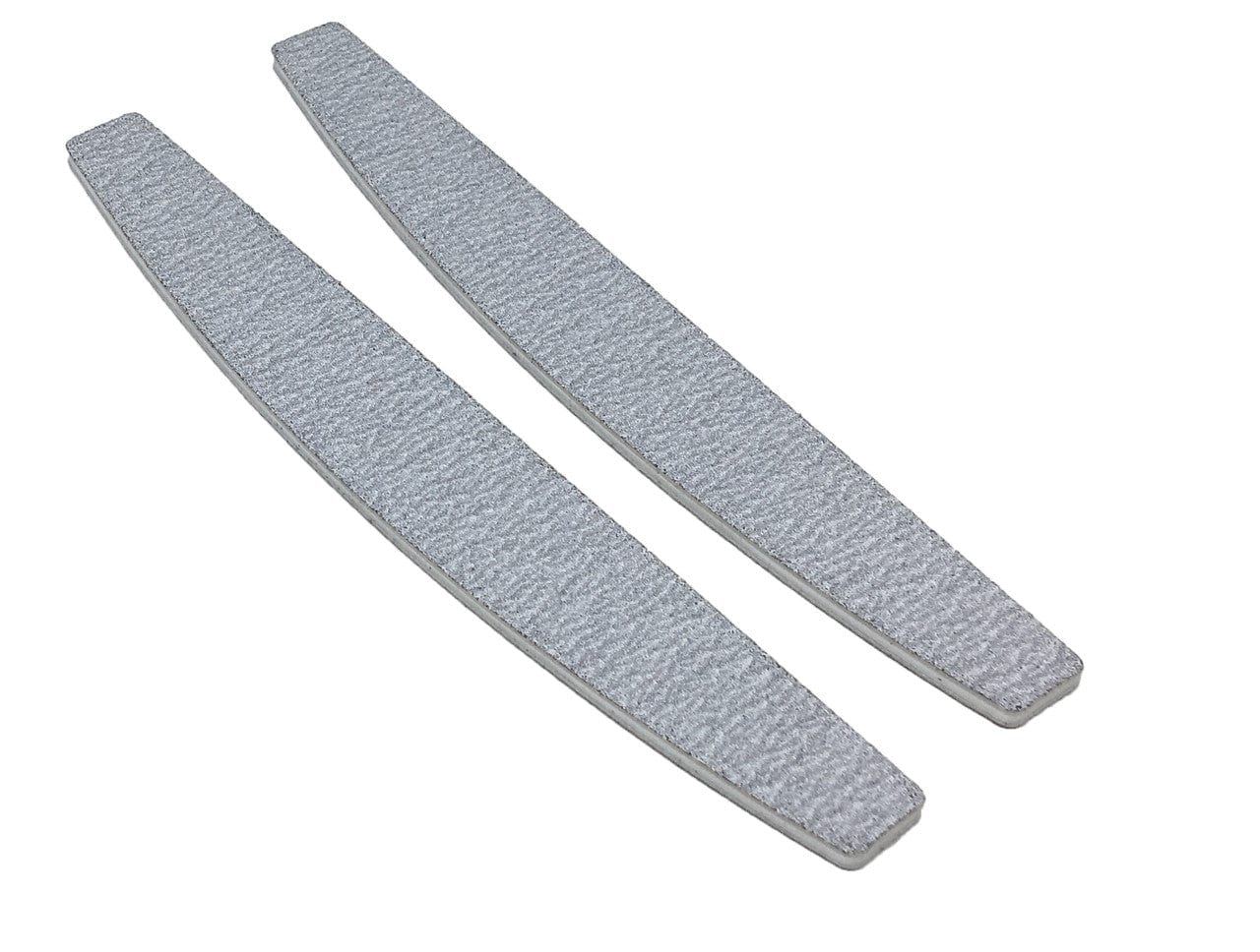 two zebra bridge shaped nail files, white center, white background