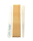 12 pack of white tapered nail files, vertical. Front showing Sterifile and grit printing, back side is not printed.