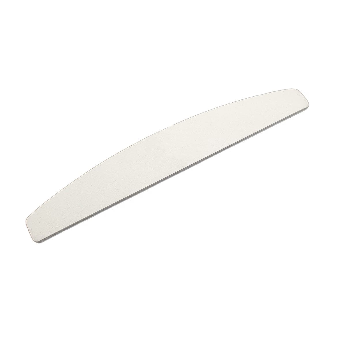 one white bridge shaped nail file, white plastic center, white background