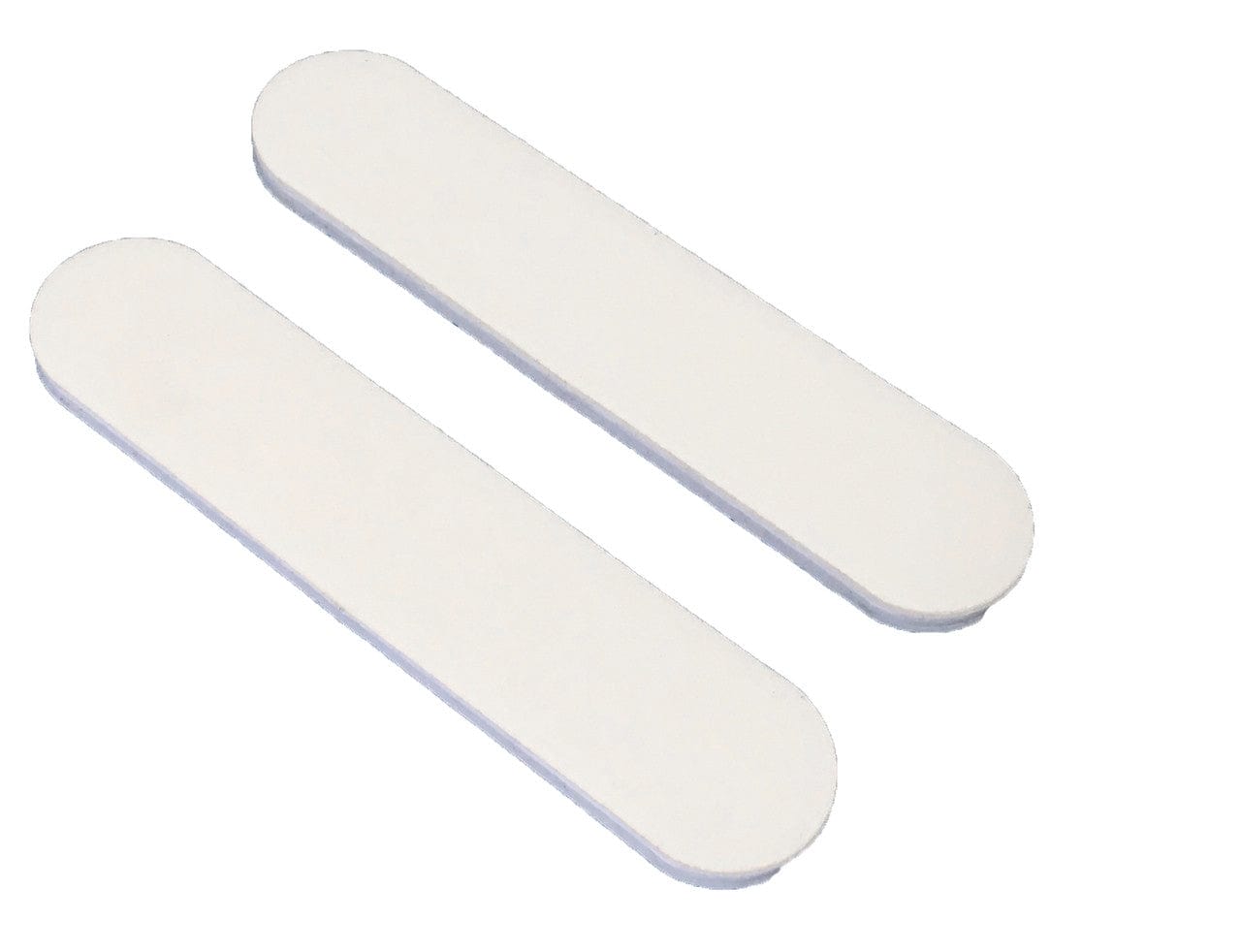 two mini white nail files, white background, white center, 3/4 inch wide