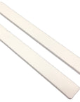 two white grit nail files, square end, white center on a white background.