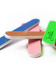 bright color mini nail files various colors, 1/2 inch wide in a pile.