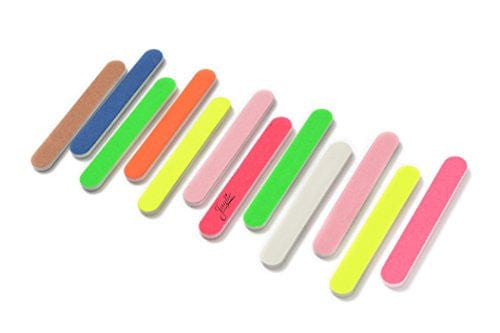 bright color mini nail files various colors, 12 nail files on a white background.