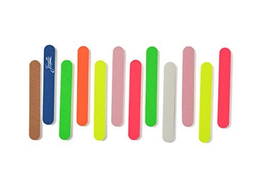 bright color mini nail files various colors, 12 nail files on a white background.