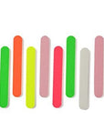 bright color mini nail files various colors, 12 nail files on a white background.
