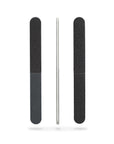 black 4 way nail files, white center, white background.