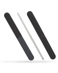 black 4 way nail files, white center, white background.