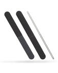 black 4 way nail files, white center, white background.