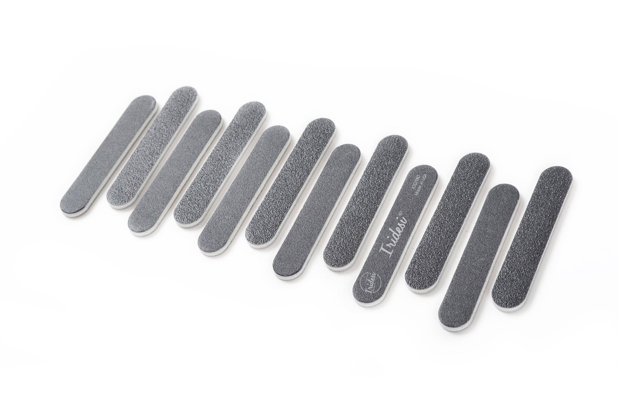 mini black nail files 100/180 grit, white background, white plastic center.