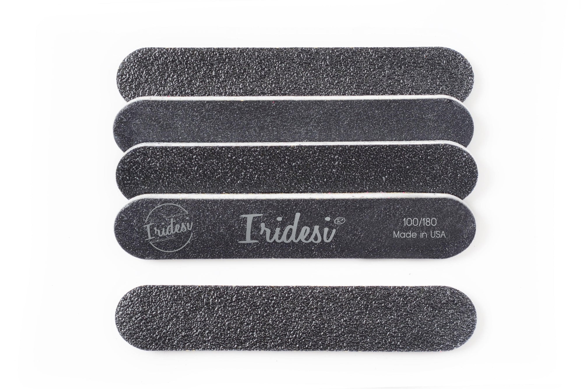 mini black nail files 100/180 grit, white background, white plastic center.
