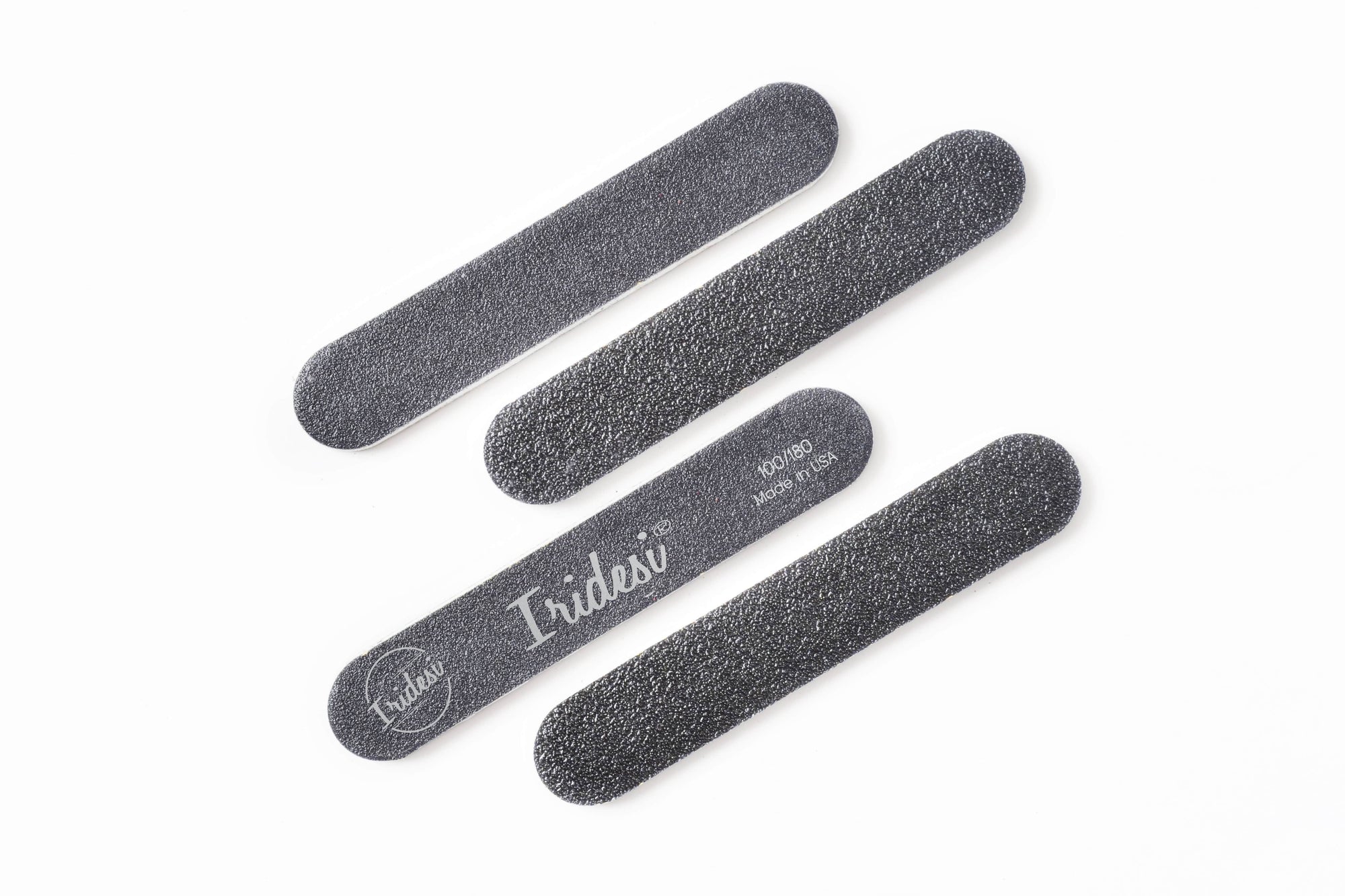 mini black nail files 100/180 grit, white background, white plastic center.