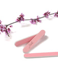 mini pink Iridesi nail files, 3.5 inches long, 1/2 inch wide, Iridesi printed logo, name and grit. White background.