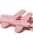 mini pink Iridesi nail files, 3.5 inches long, 1/2 inch wide, Iridesi printed logo, name and grit. White background.