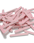 mini pink Iridesi nail files, 3.5 inches long, 1/2 inch wide, Iridesi printed logo, name and grit. White background.