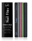 Professional Nail Files, Black Grit, Color Coded Center, Washable, Serrated Edges, 12 Packs