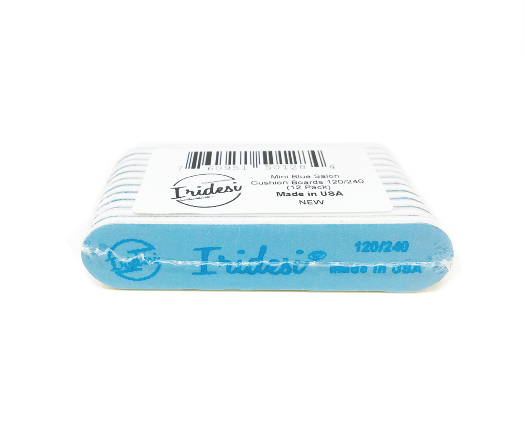 Iridesi Professional Mini Blue Finger Nail Files 120/240 Washable Emery Boards 3-1/2 by 3/4 Inches 12 Fingernail Files Per Pack