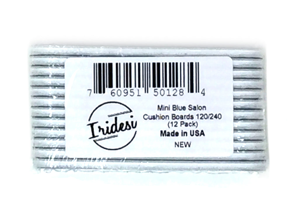 Iridesi Professional Mini Blue Finger Nail Files 120/240 Washable Emery Boards 3-1/2 by 3/4 Inches 12 Fingernail Files Per Pack